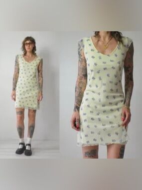 Vintage California Concepts 1990’s Floral Mini Polyester Sundress Small Coquette